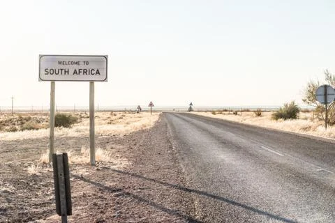Welcome sign at the Rietfontein Border Post in South Africa Stock Photos