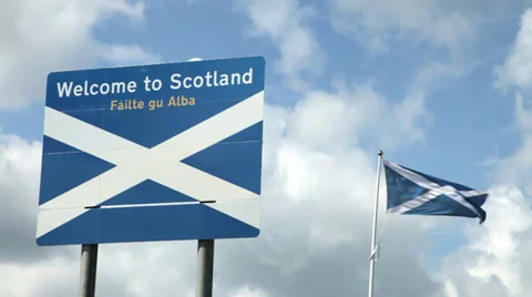 Welcome sign at Scottish Border Video stock 39483511