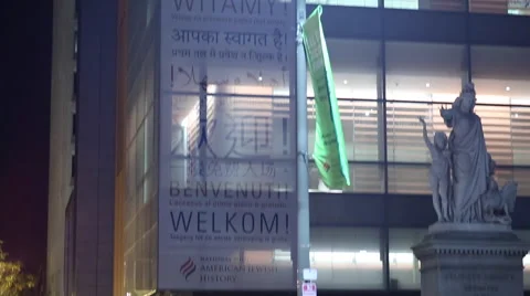Welcome Sign Various Languages Night Stock Footage 64633345