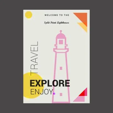 Welcome to The Split Point Lighthouse Victoria, Australia Explore, Travel Enj Stock Illustration