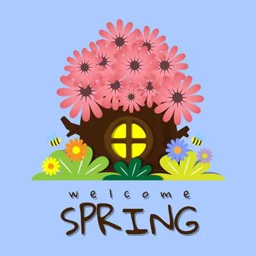 Welcome spring greeting card Stock Illustration