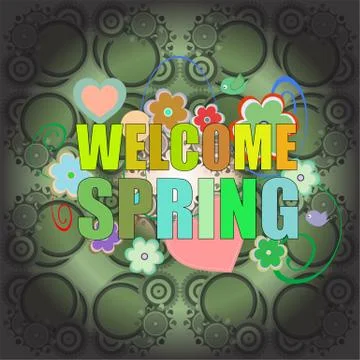 Welcome Spring Holiday Card Stock Illustration