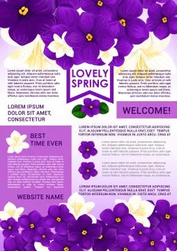 Welcome Spring poster template with floral border Illustrazione stock