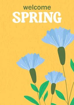 Welcome Spring poster Vector graphic Stock Illustration