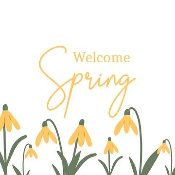 Welcome spring. Pretty springy postcard. Stock Illustration