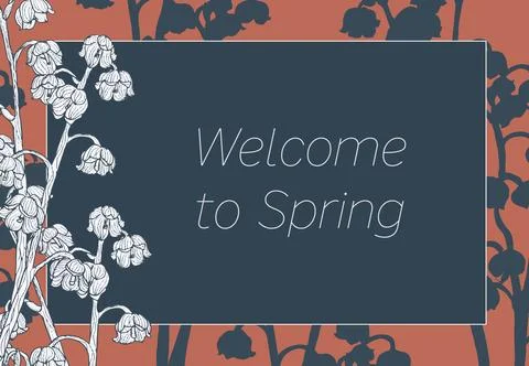 Welcome to spring simple vector background card with flowers tulip and lily Stock Illustration