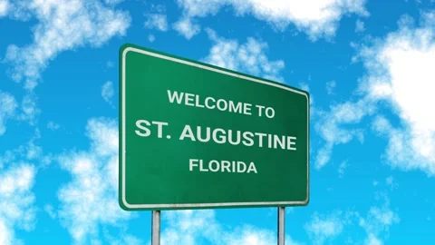 Welcome To St. Augustine Florida Road Sign Stock Footage 269541752