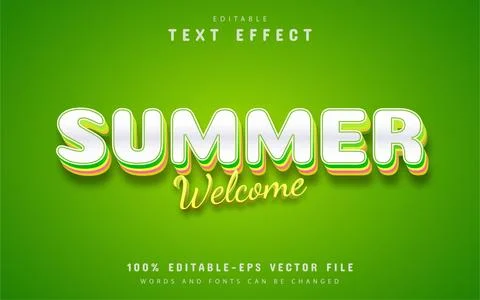 Welcome summer, editable text effect Stock Illustration