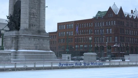 Welcome to Syracuse Sign on Ice Rink 스톡 동영상 97592353
