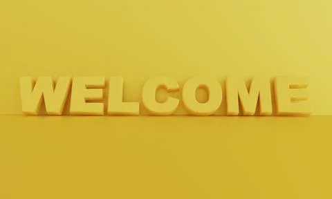 WELCOME to the team sign 3D rendering illustration isolated on yellow backgro Stock Illustration