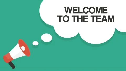 Welcome to the team written on speech bubble. Advertising sign. Motion graphics Stock Footage 157371758