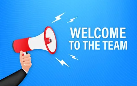 Welcome to the team written on speech bubble. Advertising sign. Vector stock Stock Illustration