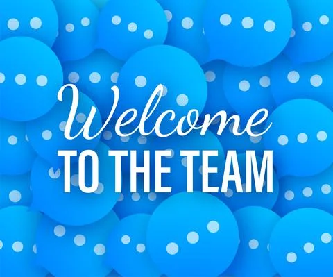 Welcome to the team written on speech bubble. Sticker pattern. Advertising sign Illustrazione stock