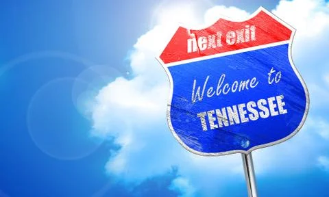Welcome to tennessee, 3D rendering, blue street sign Stock Illustration