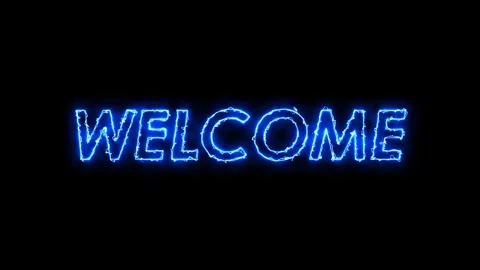 Welcome text animated text word neon electric blue welcome 4k looping Stock Footage 301938415