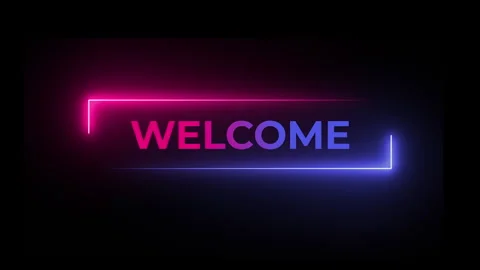 Welcome text animation and glow shap round Stock Footage 264014871