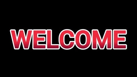 Welcome text animation featuring red gradient lettering on solid black 库存影片 344635795