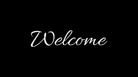 Welcome text on black background enhances video Stock Footage 296612266