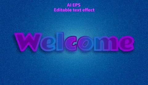 Welcome text effect design purple blue color vector Vintage background Stock Illustration