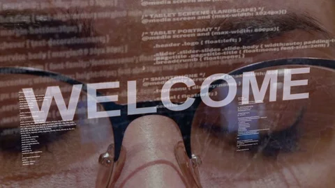 Welcome text on female software developer Stock Footage 107780408