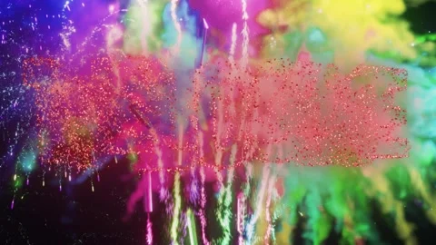 WELCOME text Fireworks animation in the night sky Stock Footage 300361972
