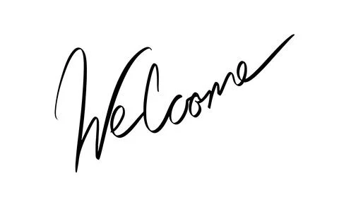 Welcome text font calligraphy hand written lettering script black color obj.. Stock Illustration