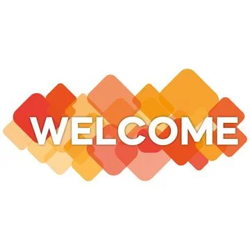 Welcome Text Rounded Angular Rectangle Red Orange Pink Color Background Stock Illustration