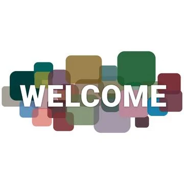 Welcome Text Rounded Rectangle Multi Color Background Stock Illustration