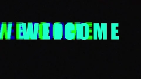 Welcome text in vibrant glitch effect transitioning across diverse backgrou.. Stock Footage 343414040