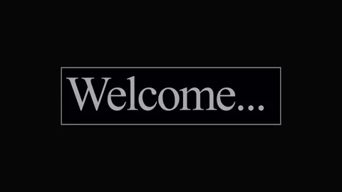 Welcome text in white on black screen background. Animated welcome word wit.. Stockbeeldmateriaal 337387899