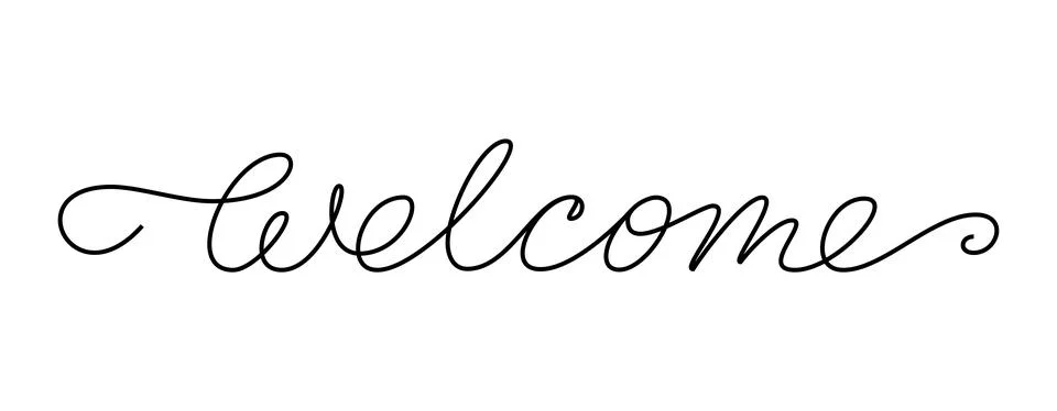 Welcome title single thin line calligraphic header Stock Illustration