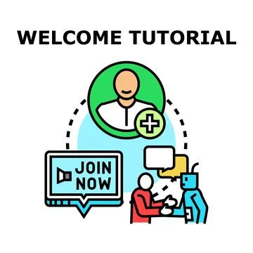 Welcome tutorial onboarding digital assistant illustration Stock Illustration