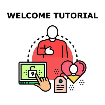 Welcome tutorial providing user guidance and digital learning Stock Illustration