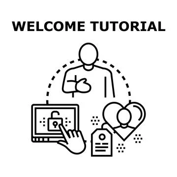 Welcome tutorial providing user guidance and digital learning Stock Illustration