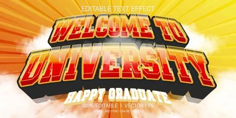 Welcome to university vector text effect with modern style design Stock Illustration