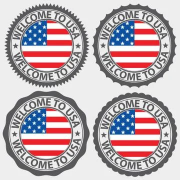 Welcome to USA label set, vector illustration Stock Illustration