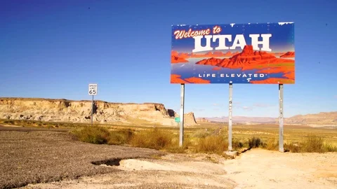 Welcome to Utah Sign Stock Footage 84343301