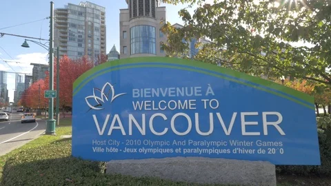 Welcome To Vancouver Sign Stock Footage
