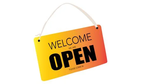 Welcome we are open please come in vector image. Stock Illustration