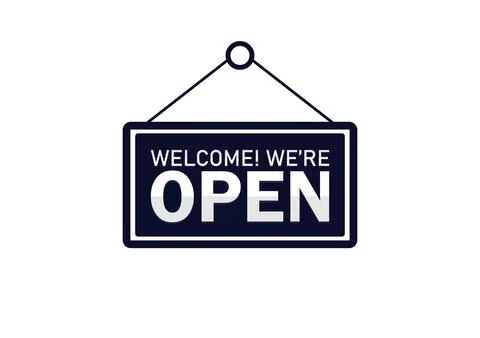 Welcome We're open hanging Sign Icon Stock Illustration