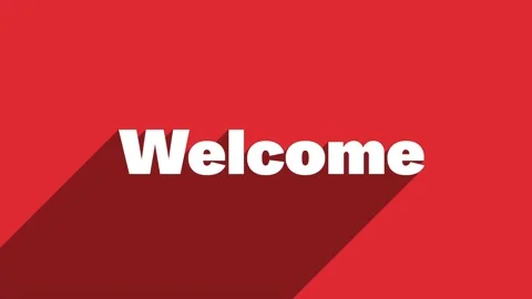 WELCOME white letters with shadow moving banner animation on red background. 4K Video stock 159831773