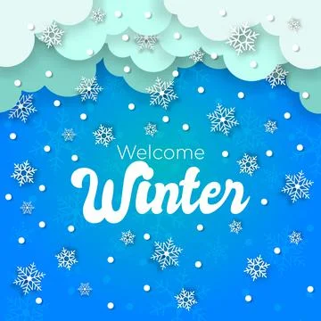 Welcome Winter Background with snowflake Stock Illustration