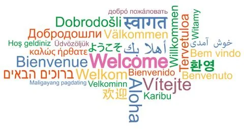 WELCOME word cloud in many different languages Stock-Illustration