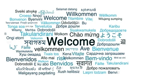 Welcome Word Cloud or Wordcloud Tag Animation on White Background Видео 347572414