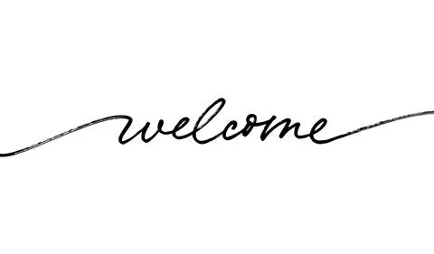 Welcome word hand drawn vector line calligraphy. Stock Illustration