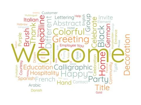 Welcome wordcloud template. Greeting concept vector background. Stock Illustration