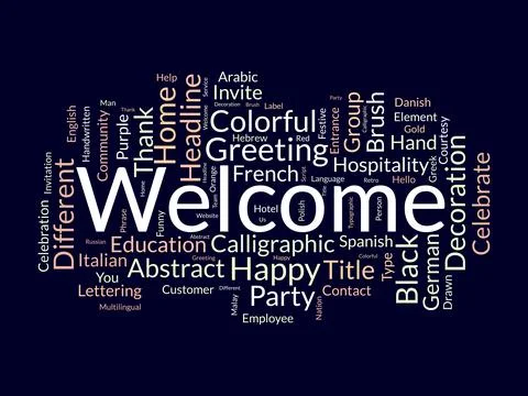 Welcome wordcloud template. Greeting concept vector background. Stock Illustration