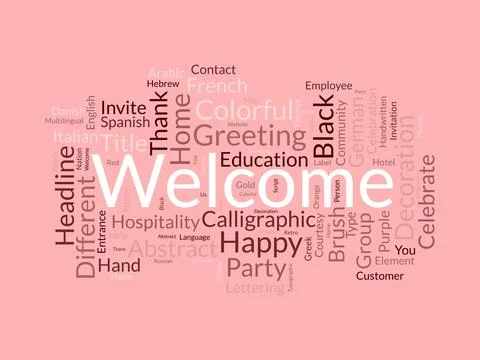 Welcome wordcloud template. Greeting concept vector background. Stock Illustration