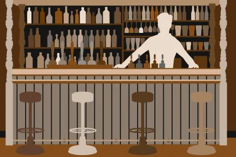 Welcoming barman Stock-Illustration