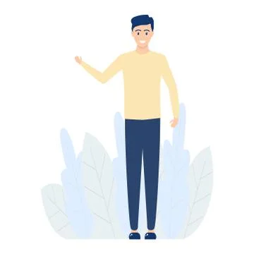 Welcoming boy vector illustration isolated on white. Stock Illustration